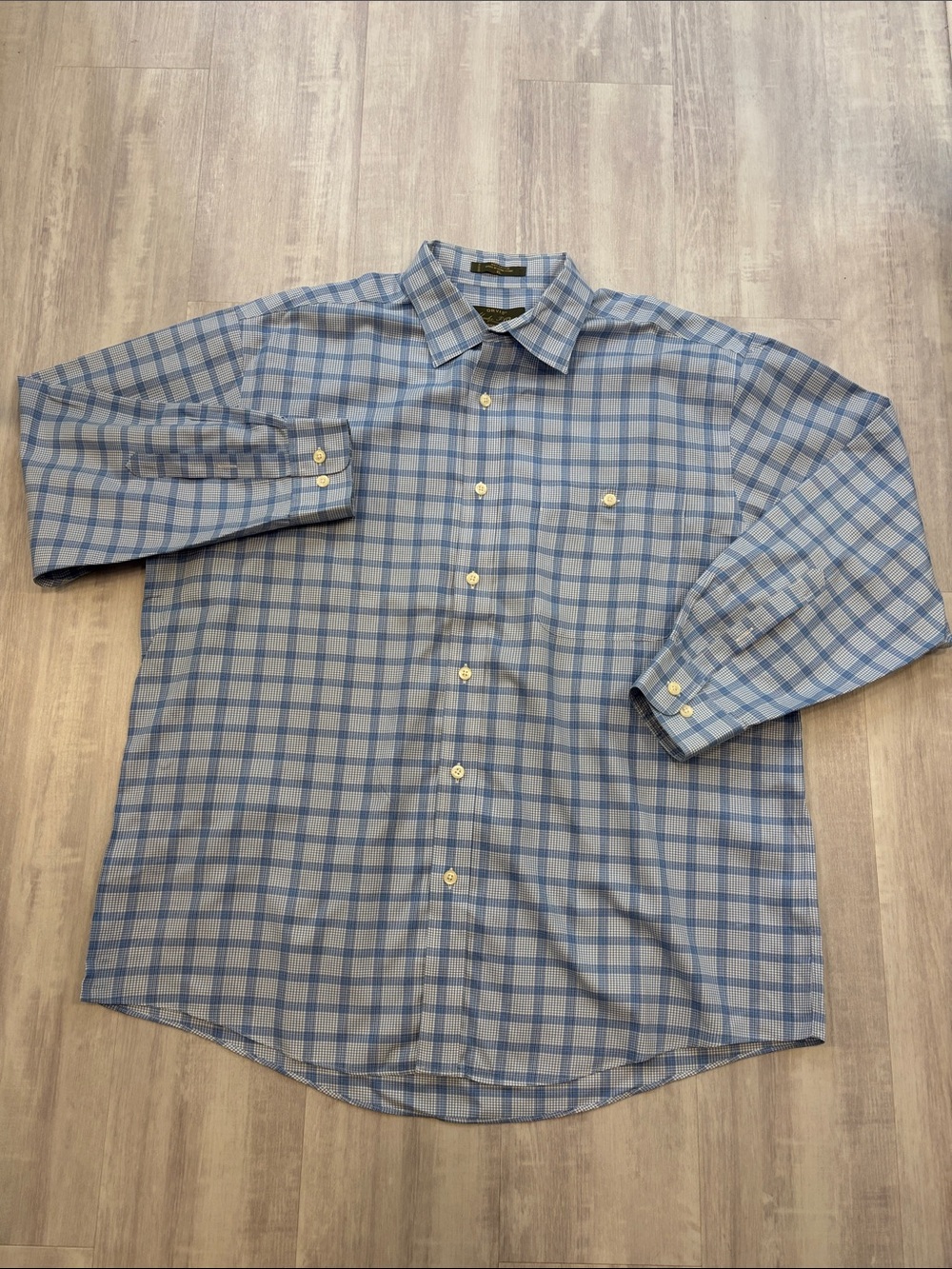 Orvis Signature Collection Light Blue Plaid Button-Down Shirt Long Sleeve XLarge